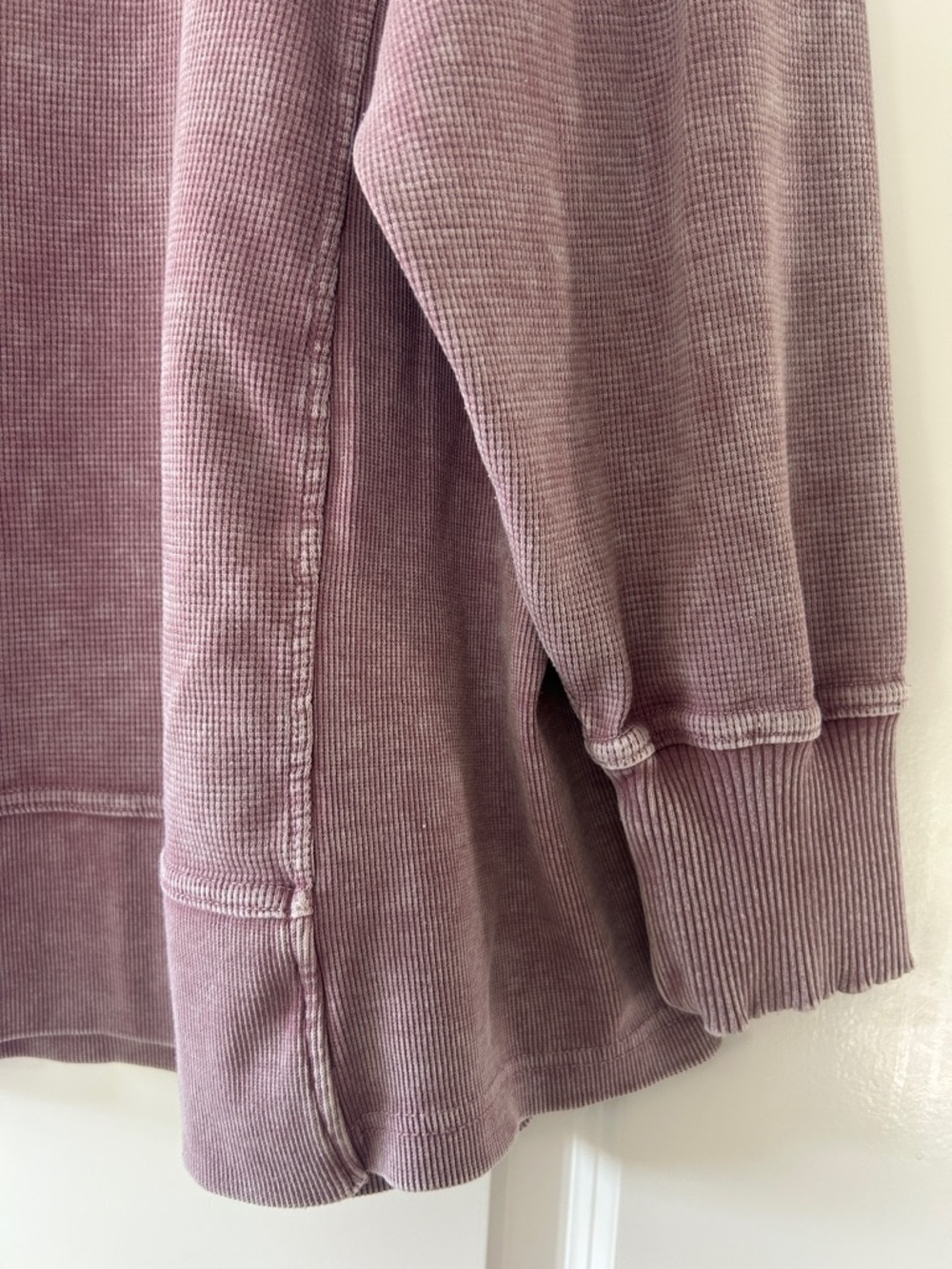 Anthro Jane & Delancey Waffle Knit Top Sz 2X w MEASUREMENTS Mauve Mineral Wash - Picture 11 of 11